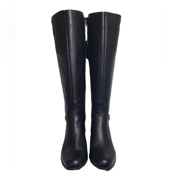 Full Zip Black stretch knit Calf Tall Alfani KALLUM Riding Rain Boots NIB - Picture 7 of 16